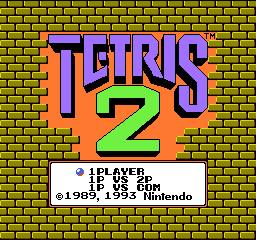 Tetris 2 title screen for NES